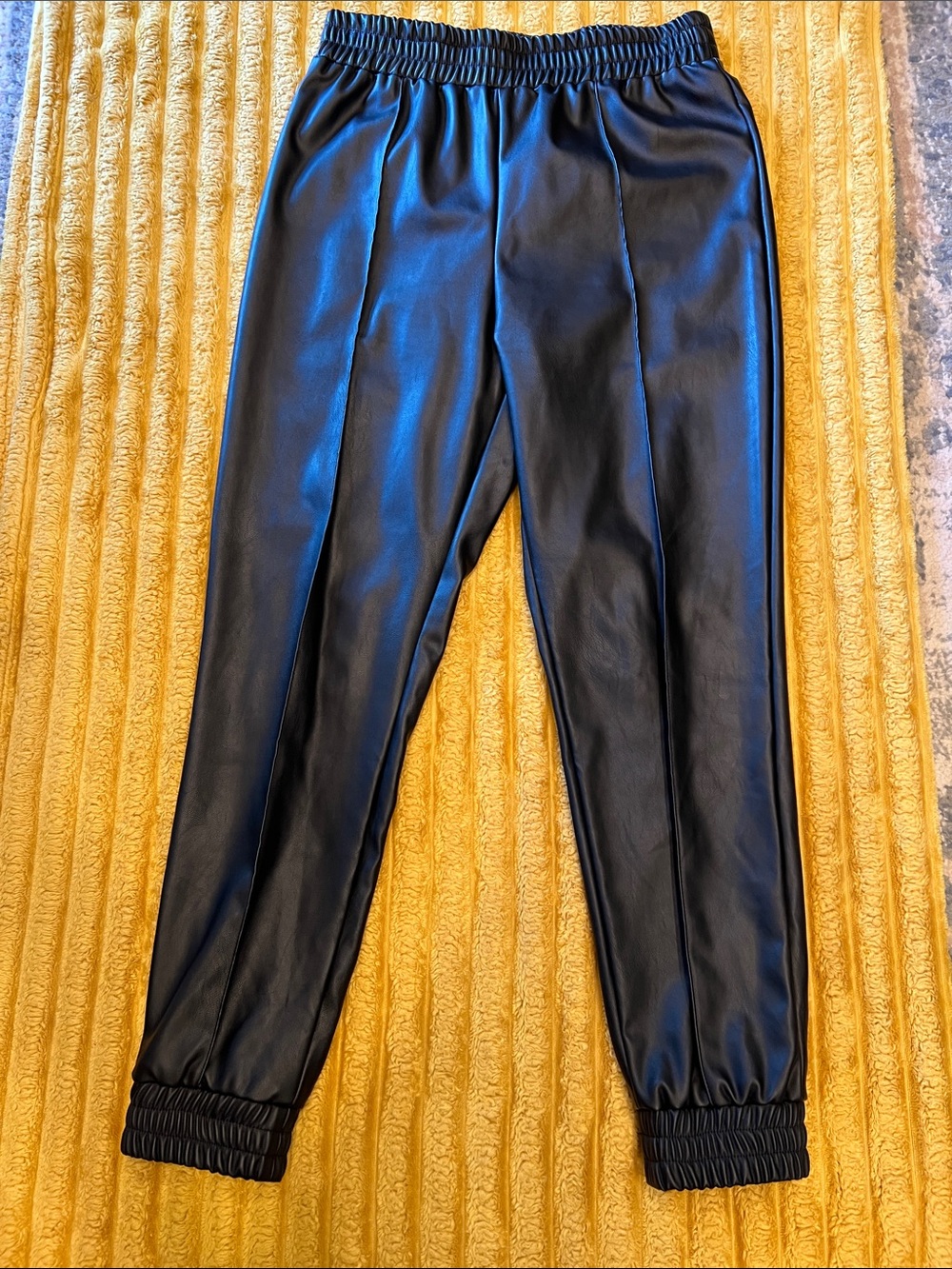 DO+BE Black Faux Leather Waistband Joggers